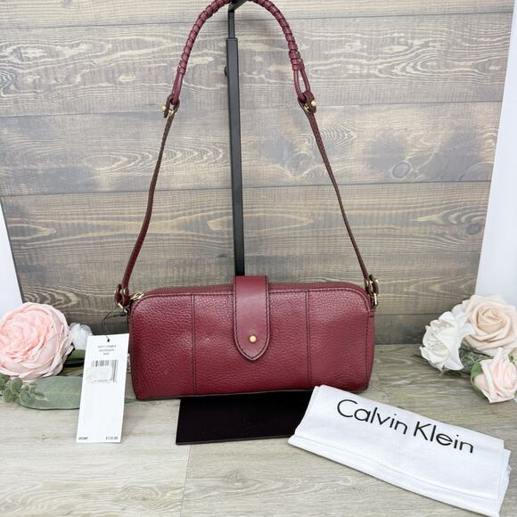 Calvin Klein Handbags - Calvin Klein Maroon Red Clutch Small Shoulder Bag NWT